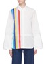 Main View - Click To Enlarge - MIRA MIKATI - Rainbow stripe drawcord slogan print shirt