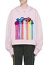 Main View - Click To Enlarge - MIRA MIKATI - 'Late' rainbow fringe slogan patch hoodie