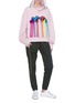 Figure View - Click To Enlarge - MIRA MIKATI - 'Late' rainbow fringe slogan patch hoodie