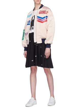 Figure View - Click To Enlarge - MIRA MIKATI - 'Run Girl' slogan print bomber jacket