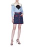 Figure View - Click To Enlarge - GUCCI - Horsebit contrast piping denim skirt