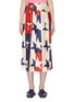Main View - Click To Enlarge - GUCCI - Mock button outseam star print colourblock pleated culottes