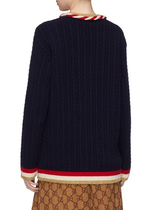 Back View - Click To Enlarge - GUCCI - Stripe torchon border wool-cashmere sweater