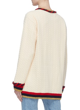 Back View - Click To Enlarge - GUCCI - Twist border wool-cashmere cardigan