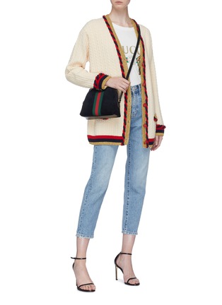 Figure View - Click To Enlarge - GUCCI - Twist border wool-cashmere cardigan