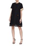Figure View - Click To Enlarge - GUCCI - Glass pearl crystal button wool-silk dress