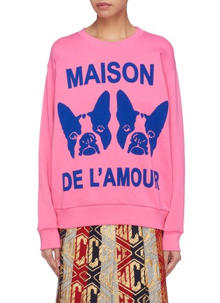 Main View - Click To Enlarge - GUCCI - 'Maison de l'Amour' Bosco and Orso print oversized sweatshirt