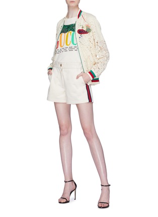 Figure View - Click To Enlarge - GUCCI - Web stripe outseam shorts