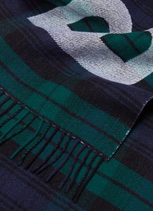 Detail View - Click To Enlarge - BALENCIAGA - Logo tartan plaid wool scarf