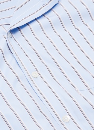  - BALENCIAGA - 'New Swing' logo print tie neck oversized stripe shirt