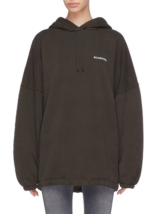Main View - Click To Enlarge - BALENCIAGA - Logo embroidered oversized hoodie