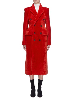 Main View - Click To Enlarge - BALENCIAGA - 'Hourglass' double breasted shearling coat