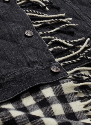  - BALENCIAGA - Fringe check blanket panel quilted denim jacket