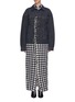 Main View - Click To Enlarge - BALENCIAGA - Fringe check blanket panel quilted denim jacket