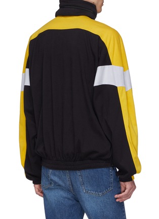 Back View - Click To Enlarge - BALENCIAGA - Retractable hood colourblock oversized hoodie