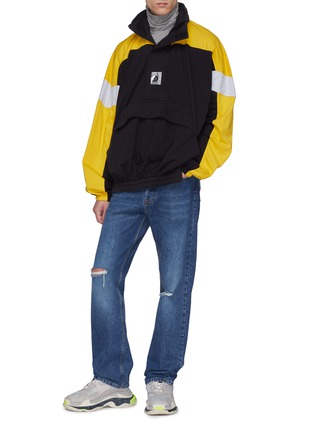 Figure View - Click To Enlarge - BALENCIAGA - Retractable hood colourblock oversized hoodie