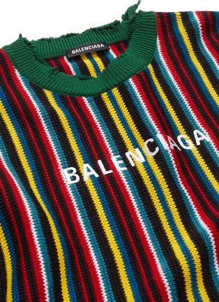  - BALENCIAGA - Logo embroidered stripe oversized sweater