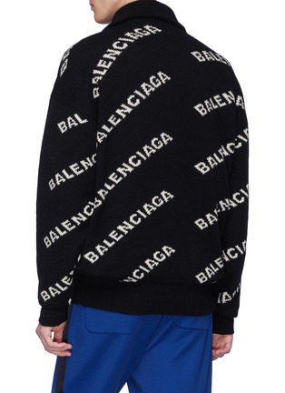 Back View - Click To Enlarge - BALENCIAGA - Logo intarsia half-zip sweater
