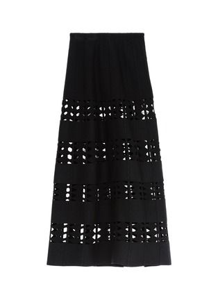 Main View - Click To Enlarge - ALAÏA - 'Contraste' corrugated cutout stripe knit skirt