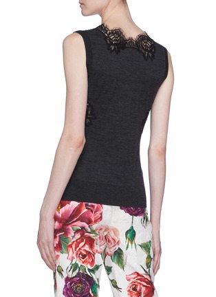 Back View - Click To Enlarge - - - Chantilly lace panel knit sleeveless top