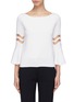 Main View - Click To Enlarge - OSCAR DE LA RENTA - Wave tulle panel flared sleeve knit top