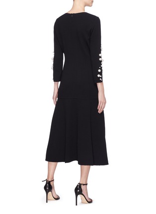 Back View - Click To Enlarge - OSCAR DE LA RENTA - Faux pearl sleeve crepe dress