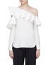 Main View - Click To Enlarge - OSCAR DE LA RENTA - Ruffle silk georgette one-shoulder blouse