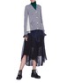 Figure View - Click To Enlarge - SACAI - Lace hem colourblock wool cardigan