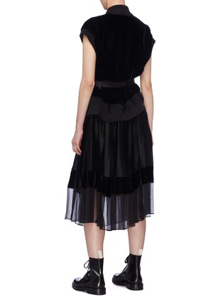 Back View - Click To Enlarge - SACAI - Velvet bomber panel pleated dress