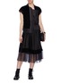 Figure View - Click To Enlarge - SACAI - Velvet bomber panel pleated dress