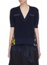 Main View - Click To Enlarge - SACAI - Floral print pleated back wool knit top