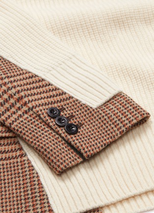  - SACAI - Detachable turtleneck houndstooth check plaid panel wool sweater