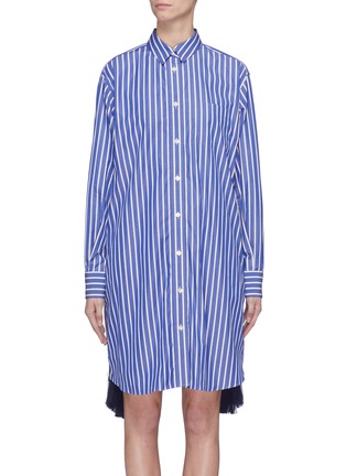 Main View - Click To Enlarge - SACAI - Pleated zip outseam stripe shirt dress