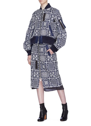 Figure View - Click To Enlarge - SACAI - x Reyn Spooner zip front floral embroidered skirt