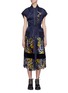 Main View - Click To Enlarge - SACAI - Bomber panel floral print pleated dress