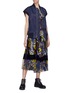 Figure View - Click To Enlarge - SACAI - Bomber panel floral print pleated dress