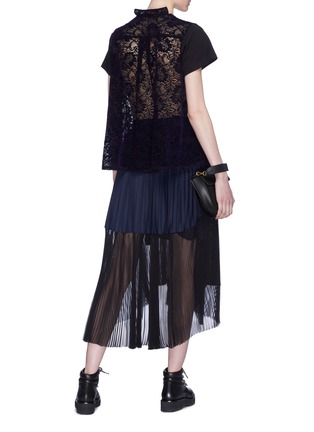 Figure View - Click To Enlarge - SACAI - Patchwork lace back T-shirt