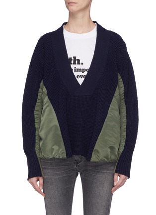 Main View - Click To Enlarge - SACAI - Bomber panel wool sweater