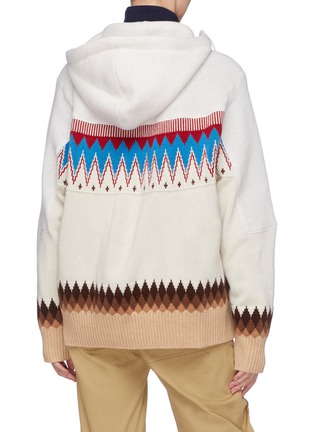 Back View - Click To Enlarge - SACAI - Graphic intarsia knit panel zip hoodie