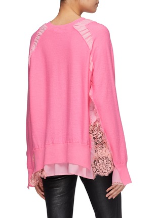 Back View - Click To Enlarge - STELLA MCCARTNEY - Lace trim patchwork virgin wool sweater