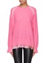 Main View - Click To Enlarge - STELLA MCCARTNEY - Lace trim patchwork virgin wool sweater