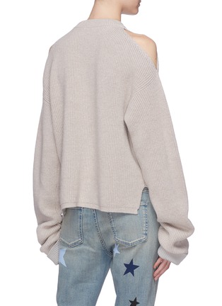 Back View - Click To Enlarge - STELLA MCCARTNEY - Virgin wool rib knit cold shoulder sweater