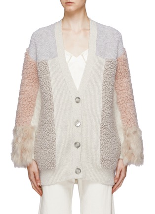 Main View - Click To Enlarge - STELLA MCCARTNEY - Faux fur shearling patchwork cardigan