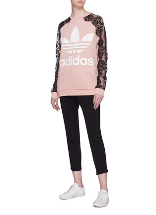 Figure View - Click To Enlarge - STELLA MCCARTNEY - x adidas Chantilly lace sleeve logo print sweatshirt