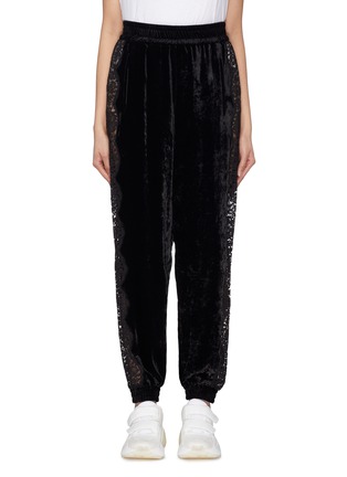 Main View - Click To Enlarge - STELLA MCCARTNEY - Lace outseam velvet jogging pants