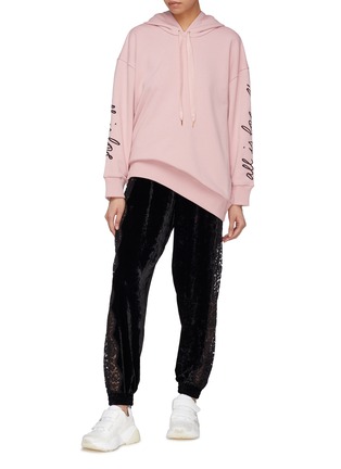 Figure View - Click To Enlarge - STELLA MCCARTNEY - Lace outseam velvet jogging pants