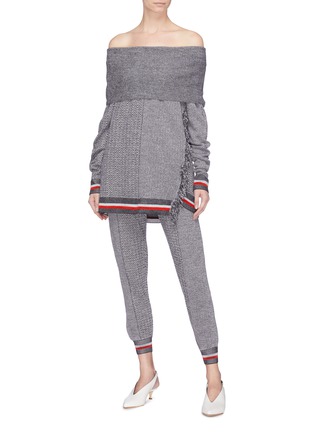 Figure View - Click To Enlarge - STELLA MCCARTNEY - Chevron stripe virgin wool-silk knit jogging pants