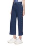 Front View - Click To Enlarge - STELLA MCCARTNEY - Logo stripe outseam denim culottes