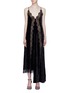 Main View - Click To Enlarge - STELLA MCCARTNEY - 'Andie' asymmetric lace trim velvet slip dress