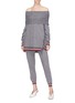 Figure View - Click To Enlarge - STELLA MCCARTNEY - Convertible chevron stripe patchwork virgin wool-silk oversized sweater
